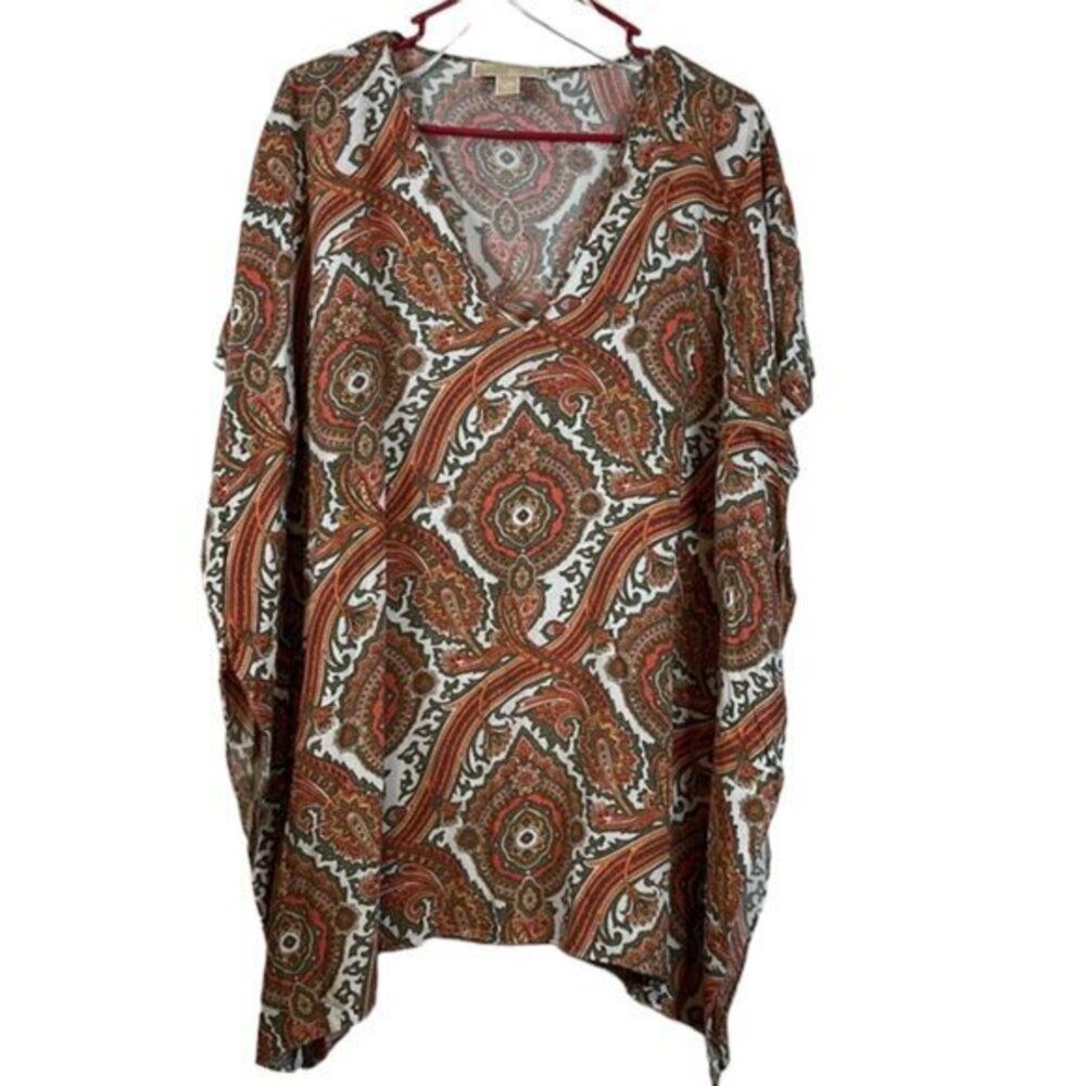 Womens Michael Michael Kors Batwing Pullover Paisley Blouse Size Large EUC #1344